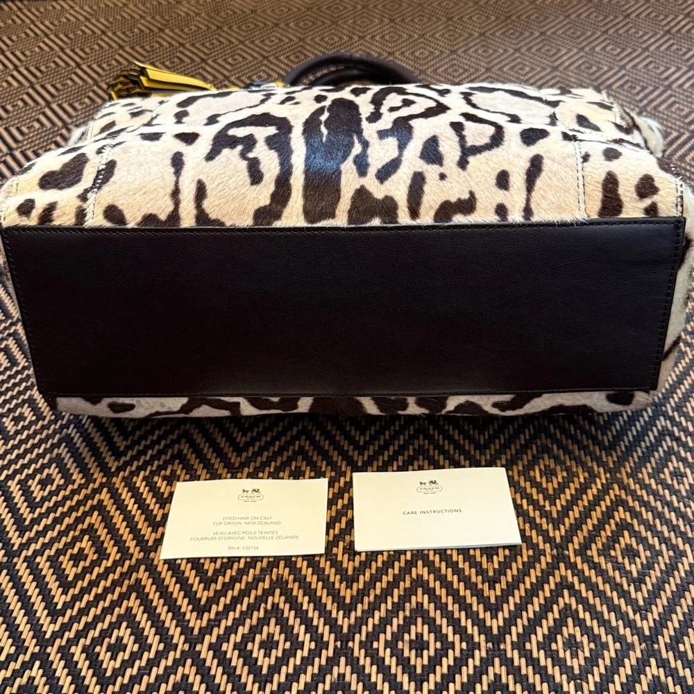 COACH large Ocelot Leopard print dyed Hair on calf tote 21165